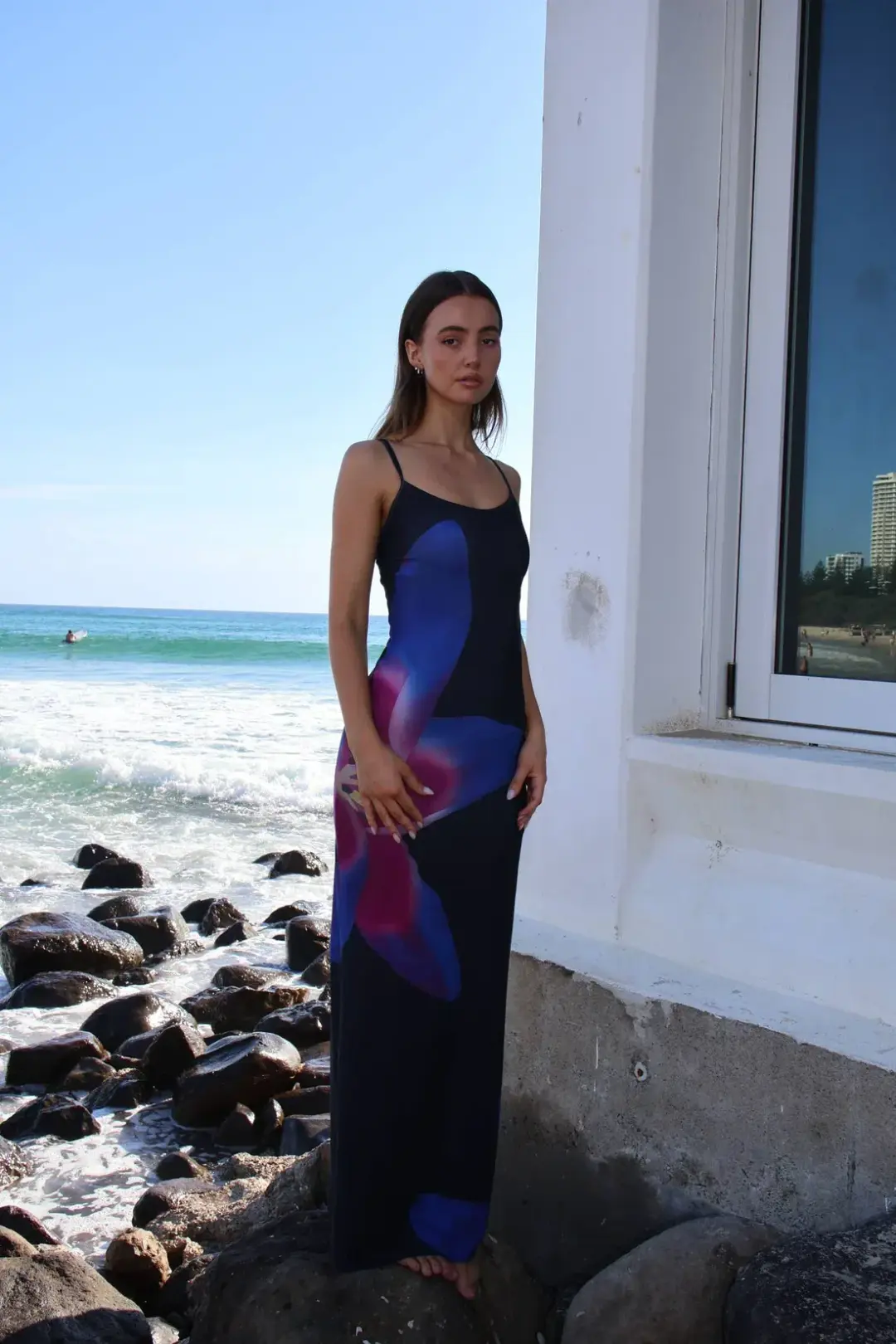 With Harper Lu Midnight Lily Floral Slip Dress Size 8 for rent on The Volte - main image