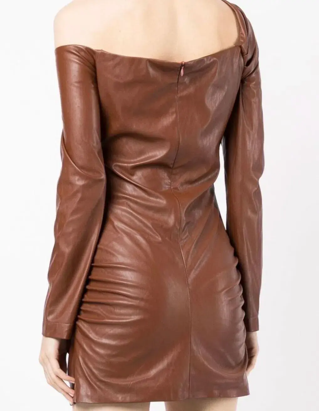 Manning Cartell Asymmetrical Long Sleeve Mini Dress Brown Size 10 - Image 3