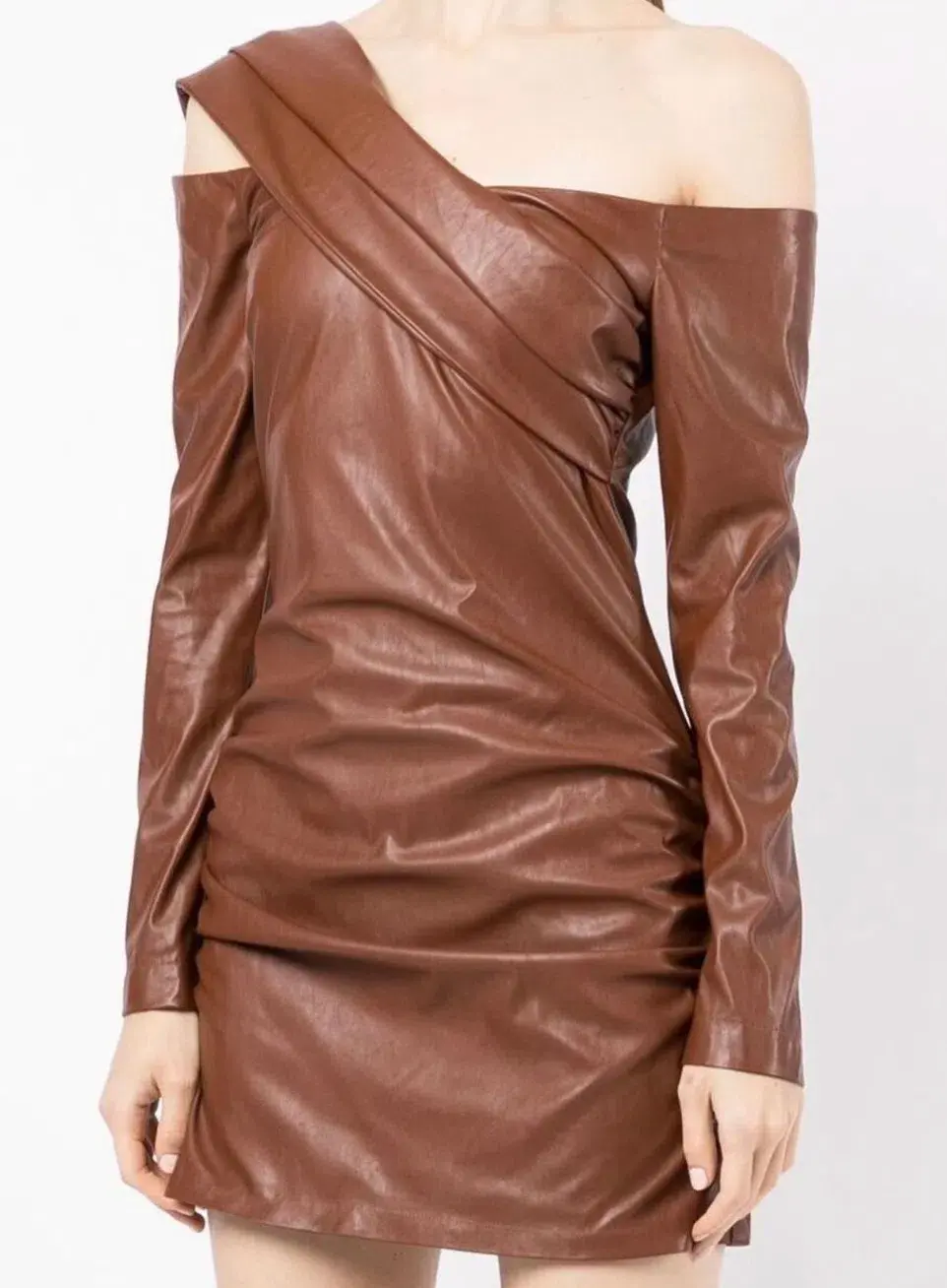 Manning Cartell Asymmetrical Long Sleeve Mini Dress Brown Size 10 - Image 2