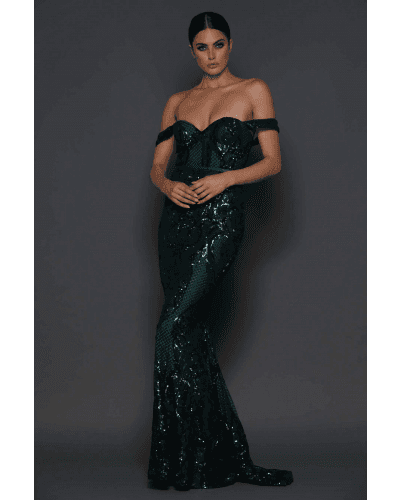Elle Zeitoune HARRIS EMERALD GREEN GOWN for rent on The Volte - main image
