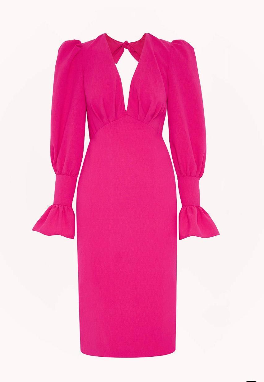 HOT PINK TIE-BACK TULIP SLEEVE BY JOHNNY - Image 1