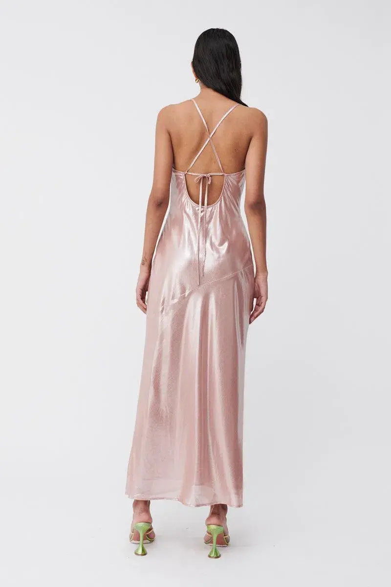 Suboo Draped Cowl Maxi Slip Dress Pink Rosa Size XS / AU 6 - Image 4