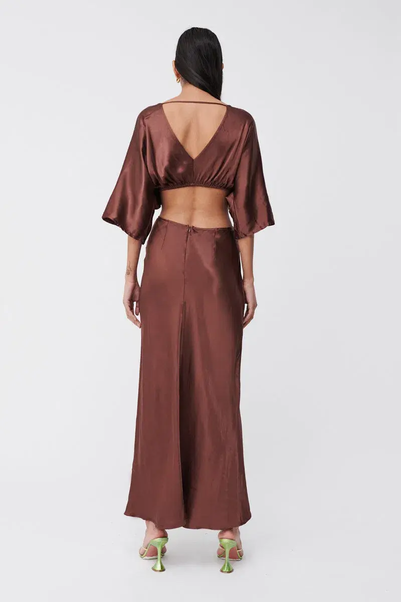Suboo Tate Twist Wrap Front Maxi Dress Chocolate Size XS / AU 6 - Image 3
