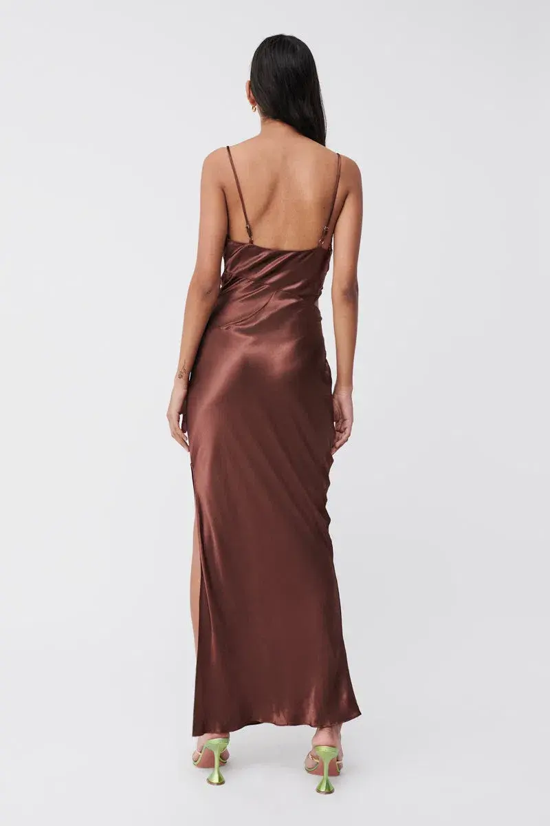 Suboo Tate Twist Front Cowl Maxi Dress Chocolate Size XS / AU 6 - Image 3