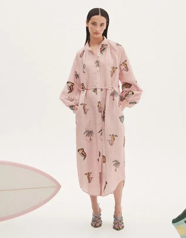 Alemais Vacay Shirtdress Midi Dress Primrose Pink Size AU 14 - Image 1