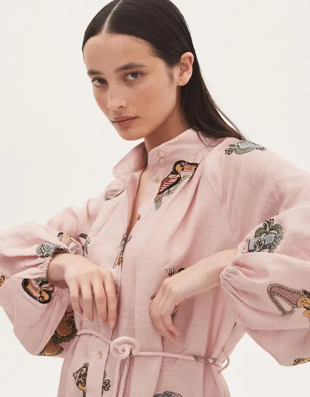 Alemais Vacay Shirtdress Midi Dress Primrose Pink Size AU 14 - Image 4