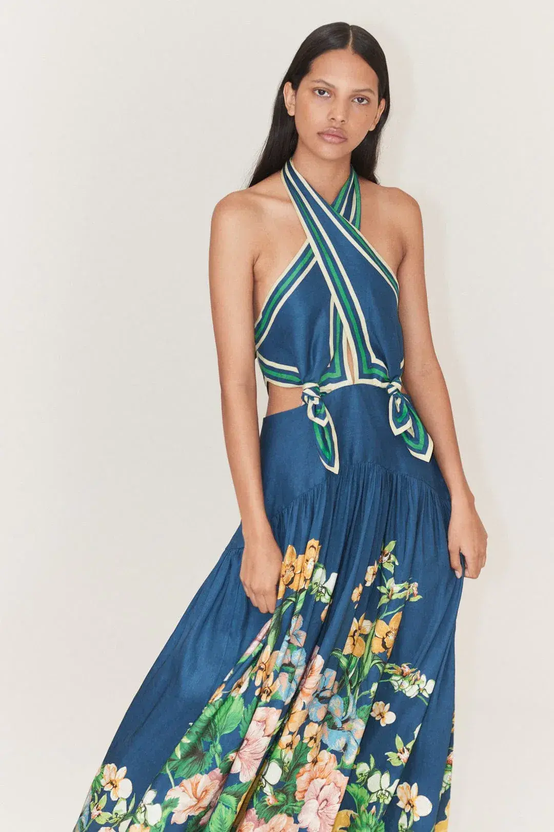 Alemais Lyla Halter Midi Dress in Royal Blue Cutout Size AU 12 - Image 10