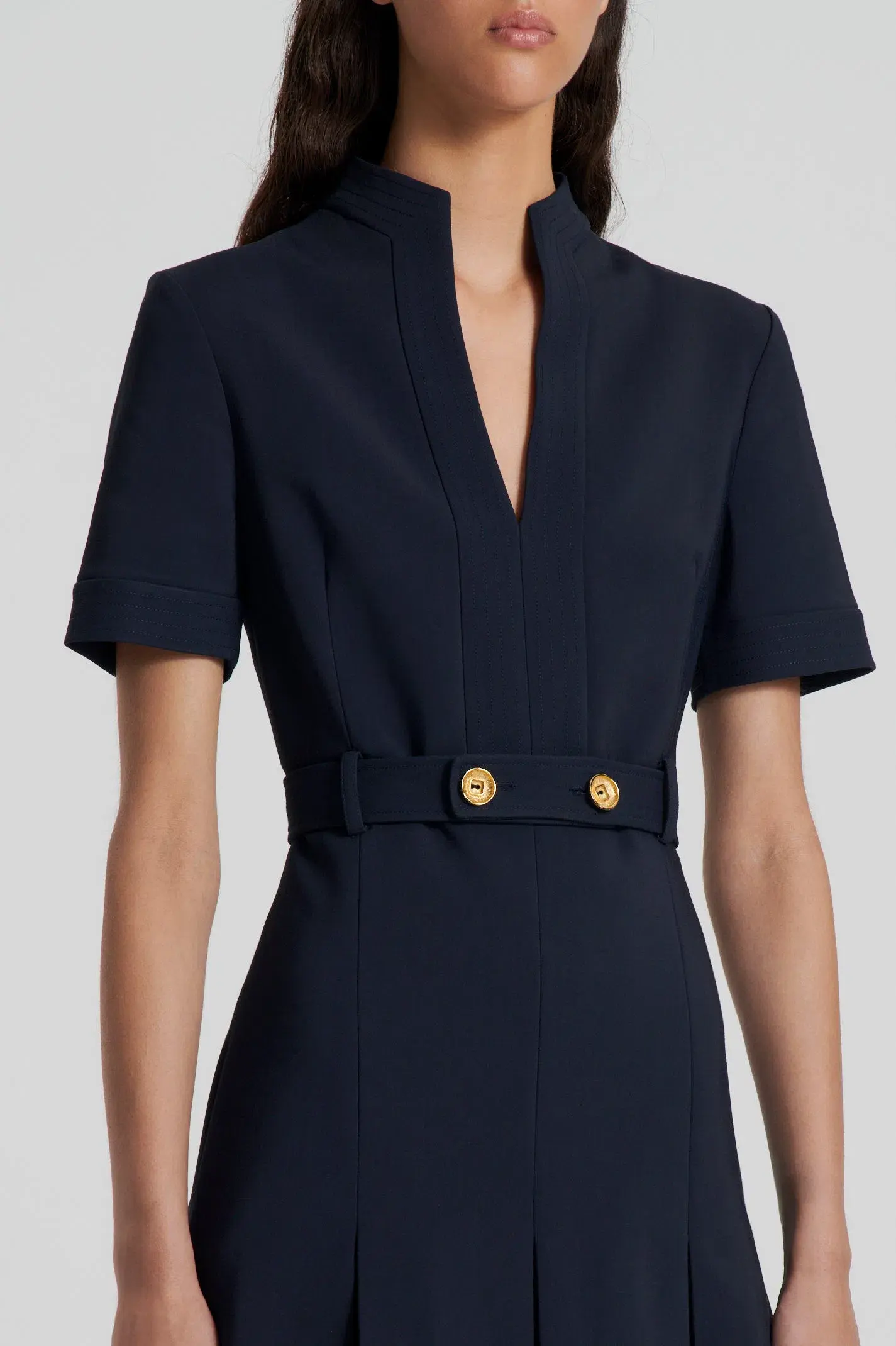 Scanlan Theodore Tailored Pleat Dress Navy Size AU 8 - Image 5