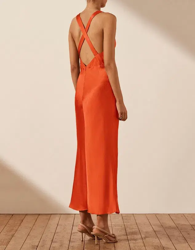 Shona Joy Milo Plunged Cross Back Midi Dress Hibiscus Size 6 - Image 3