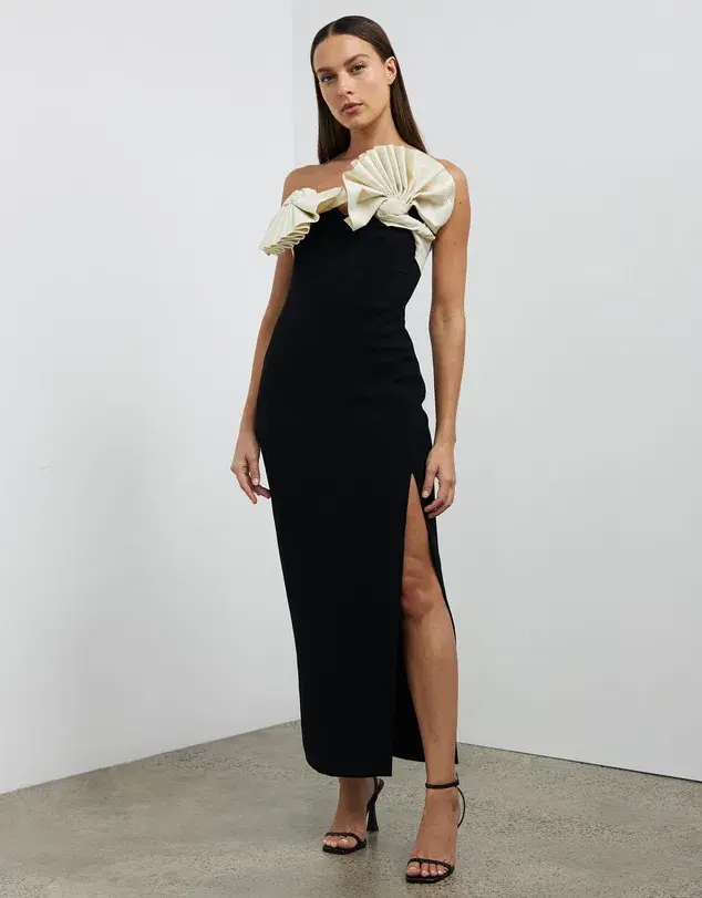 Rachel Gilbert Lavina Midi Dress Black White Size 4 / AU 14 - Image 1