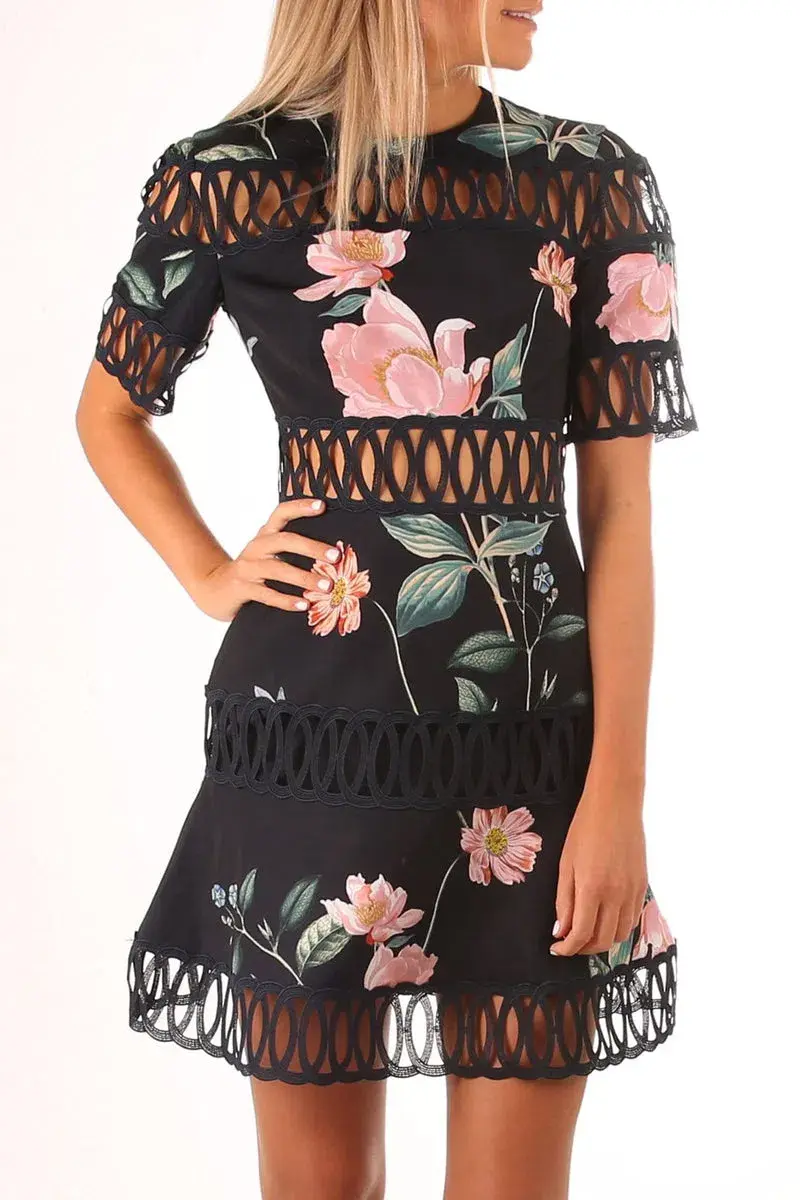 Keepsake Whispers Dress Navy Garden Floral Size M/Au  10 - Image 6