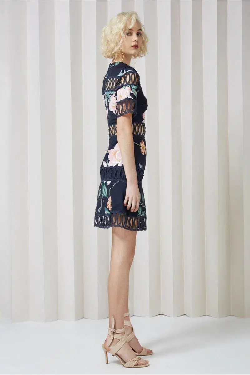 Keepsake Whispers Dress Navy Garden Floral Size M/Au  10 - Image 2