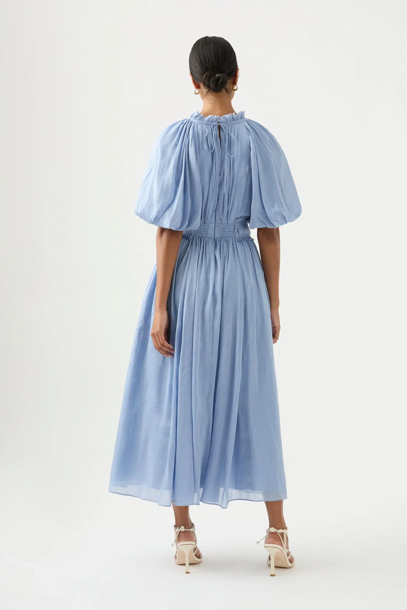 Aje Elysium Blouson Midi Dress Steel Blue Size 14 - Image 3