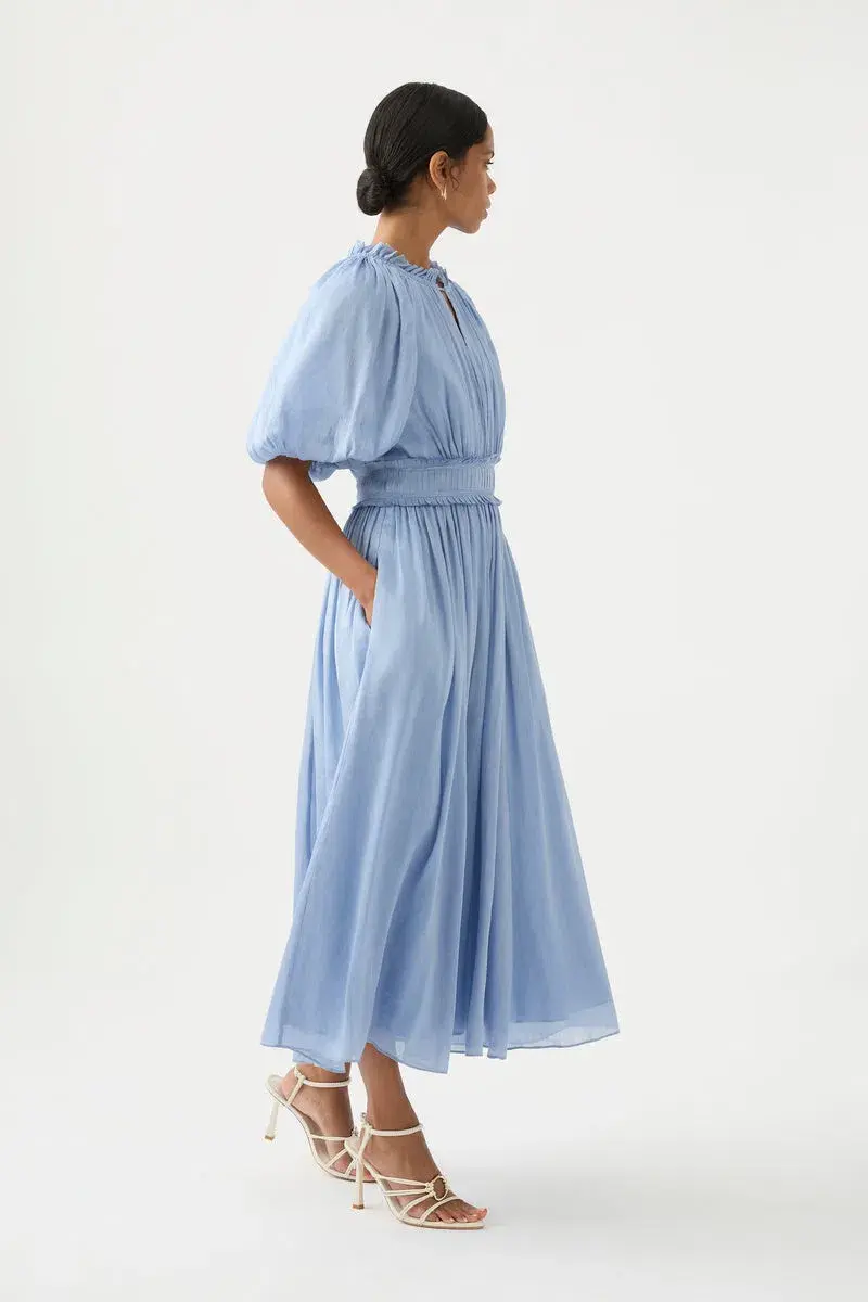 Aje Elysium Blouson Midi Dress Steel Blue Size 14 - Image 2
