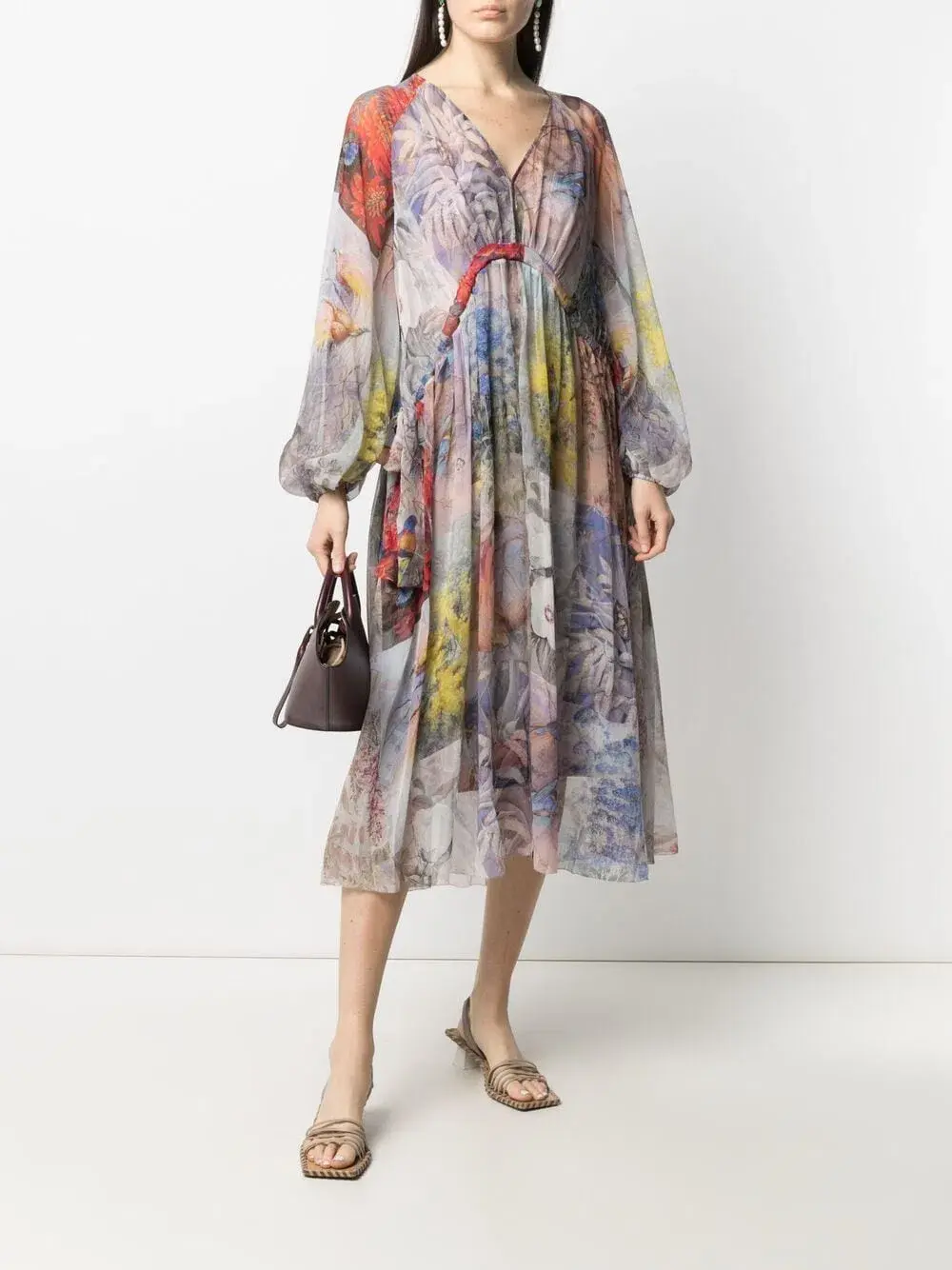 Zimmermann Luminous Tie Sides Midi Dress Multi Floral Size 2/Au 14 - Image 1