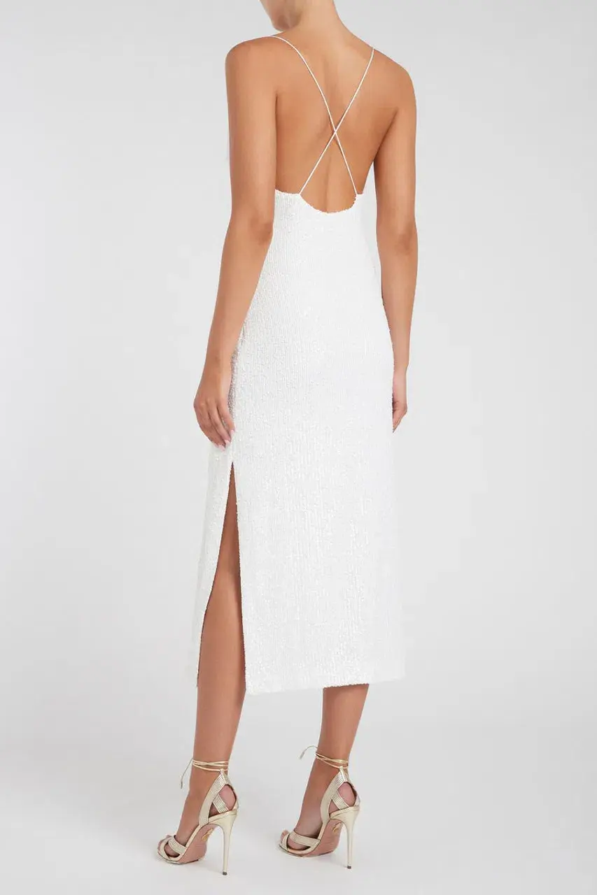 Rebecca Vallance Sylvie Midi Dress White Size AU 6 - Image 2