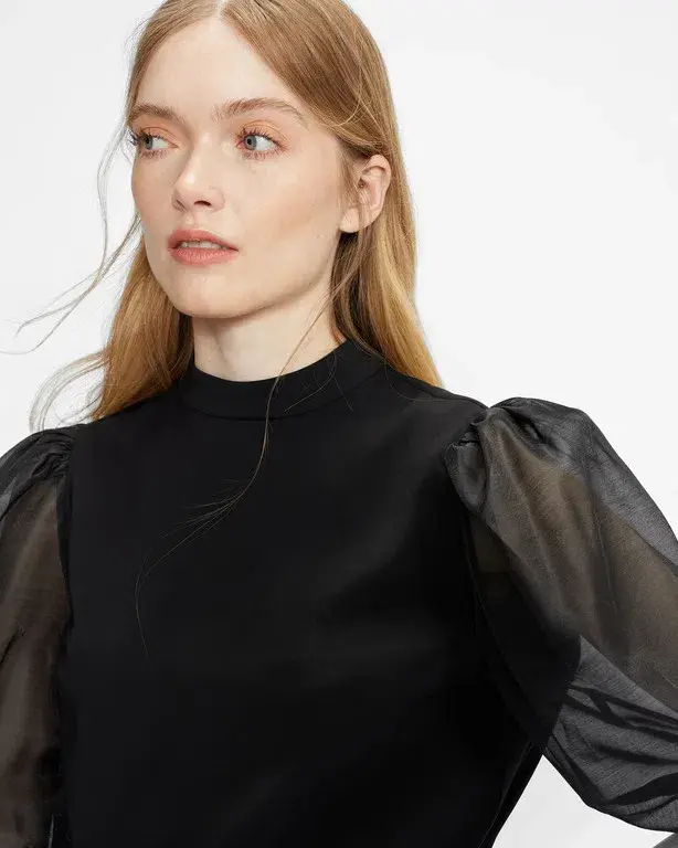 Ted Baker Micaeli Organza Volume Sleeve Top in Black Size 1 / AU 8 - Image 3