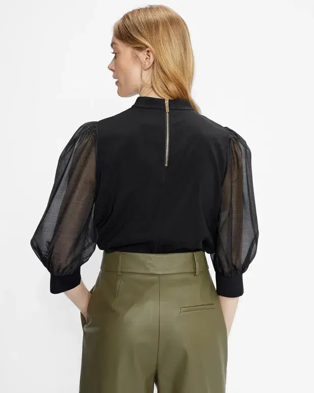 Ted Baker Micaeli Organza Volume Sleeve Top in Black Size 1 / AU 8 - Image 4