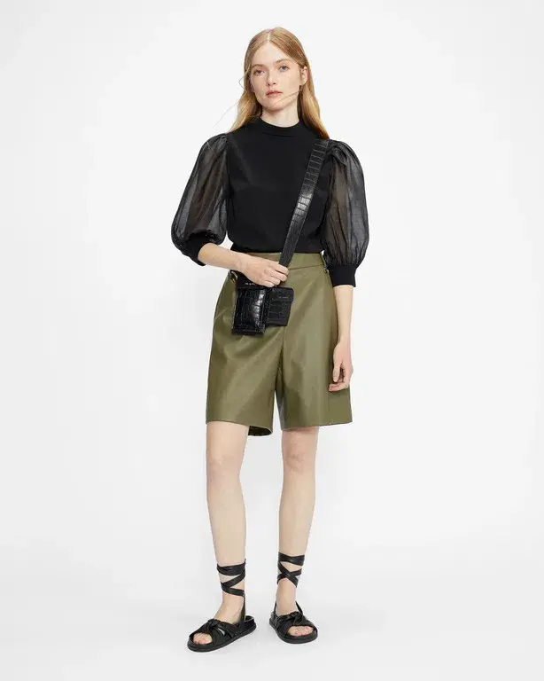Ted Baker Micaeli Organza Volume Sleeve Top in Black Size 1 / AU 8 - Image 2