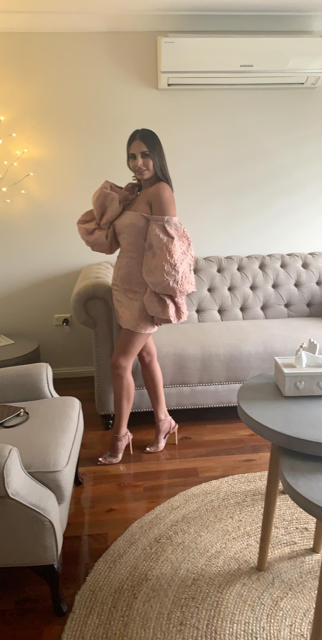 Asilio Off Shoulder With Volume Long Sleeve Dress Pink Size 8 - Image 4