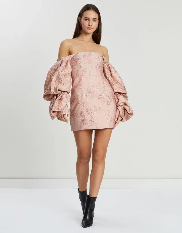 Asilio Off Shoulder With Volume Long Sleeve Dress Pink Size 8 - Image 1