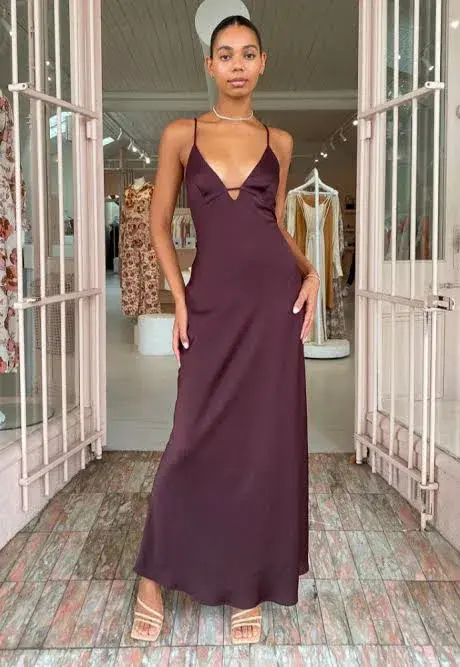 Manning Cartell Time To Shine Slip Dress In Truffle Brown Size AU 6 - Image 1