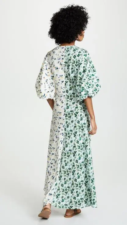 Lee Mathews Eloise Silk Contrast Maxi Dress Clover Multi  Size AU 8 - Image 2