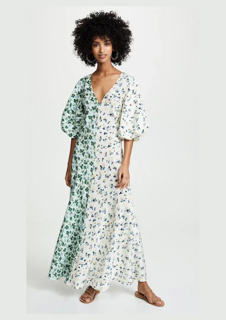 Lee Mathews Eloise Silk Contrast Maxi Dress Clover Multi  Size AU 8 - Image 1