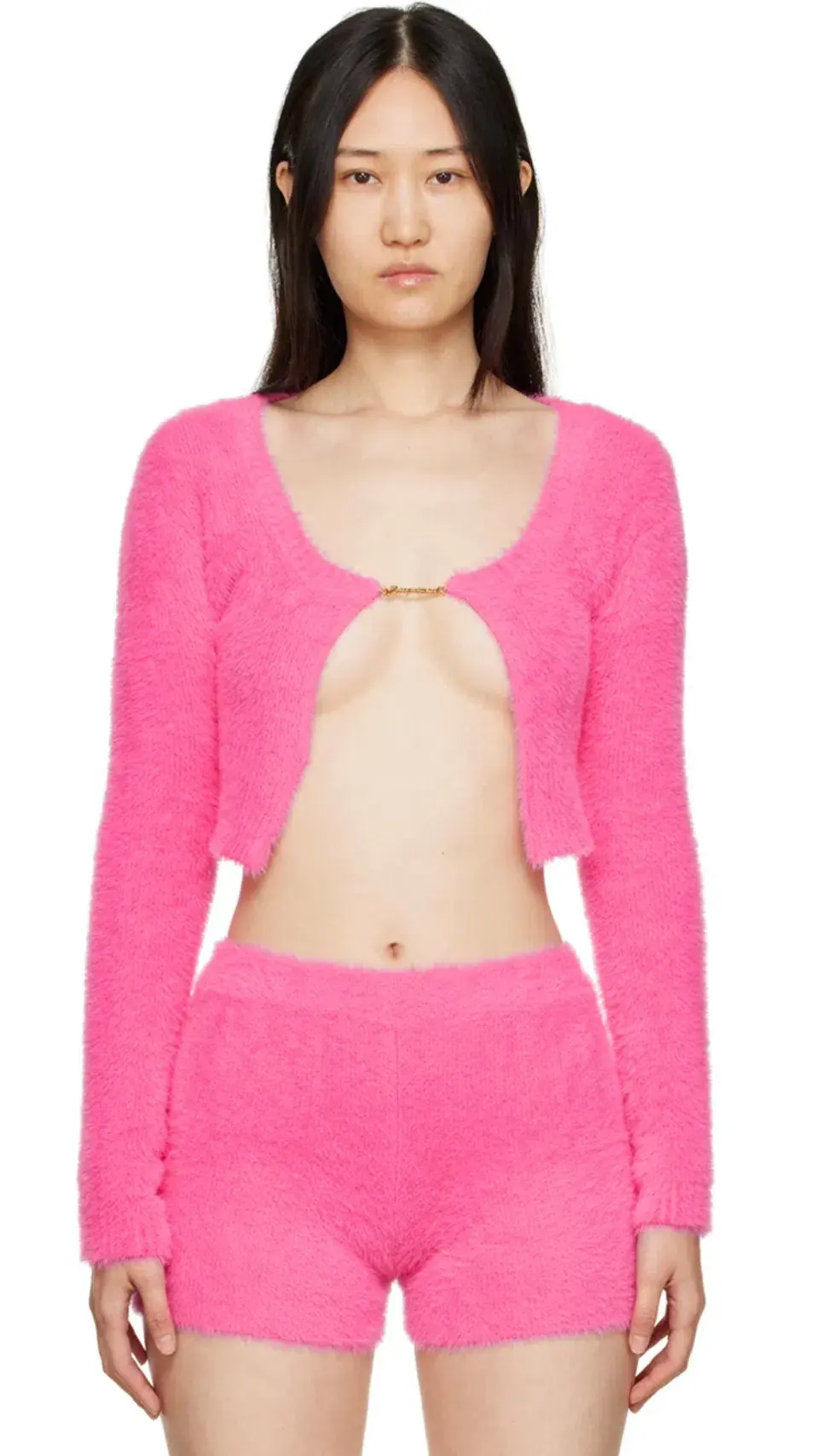 Jacquemus Pink Fur Cardigan Size AU 8 - Image 3