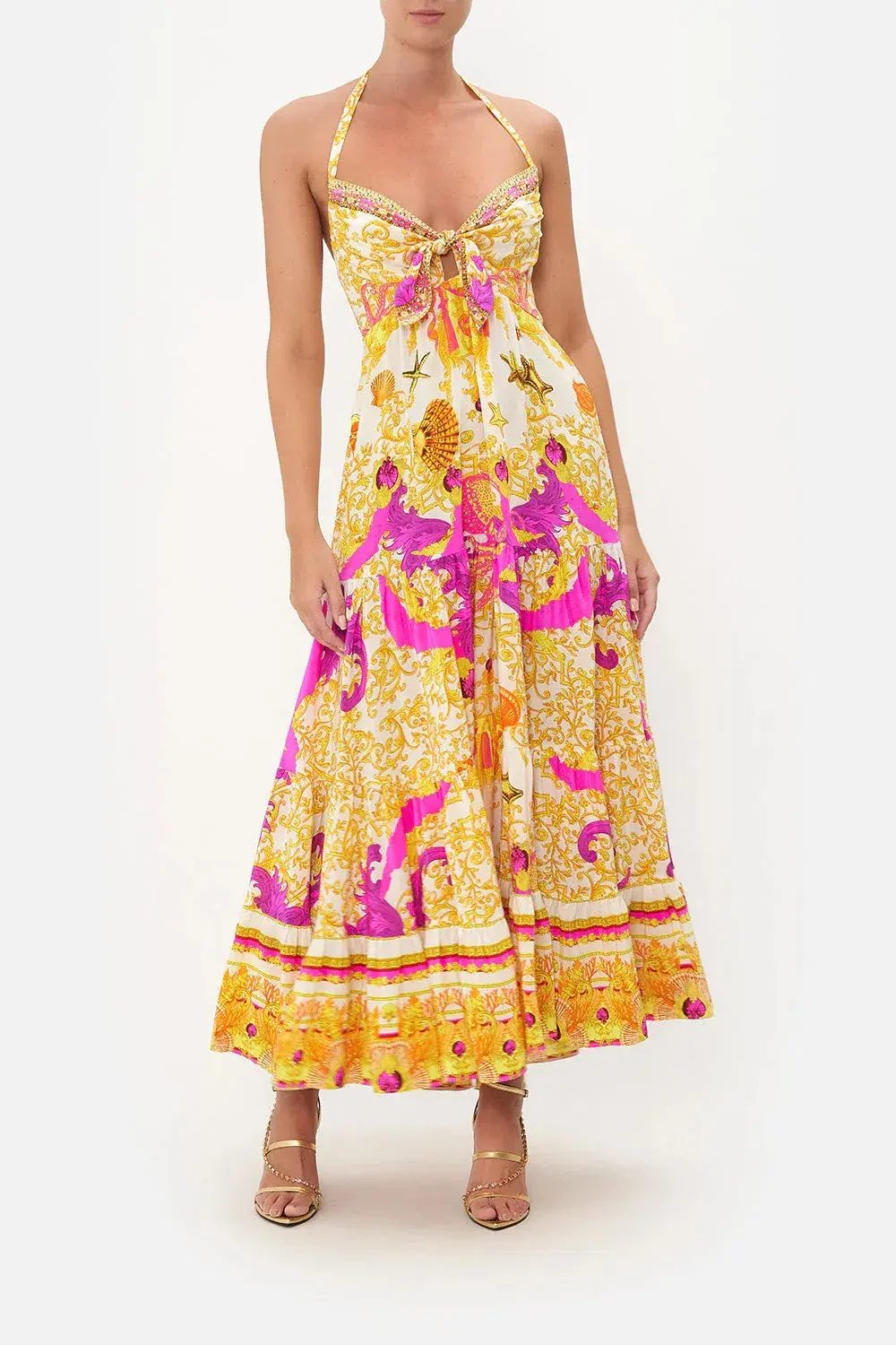 Camilla Tie Front Tiered Dress Multi-colored Size Small / AU 8 - Image 1