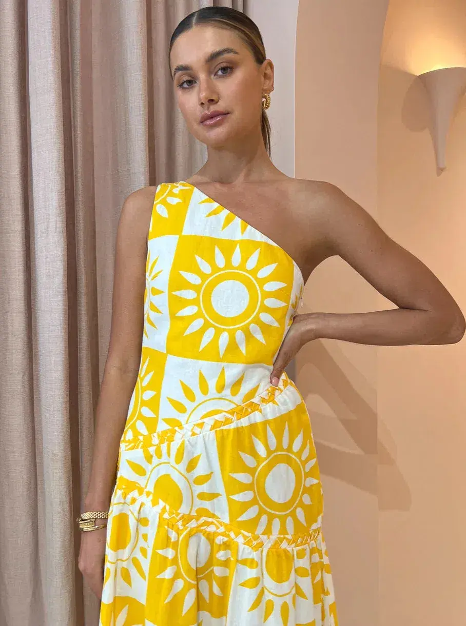 By Nicola Goldie One Shoulder Yellow Size AU 6  - Image 2