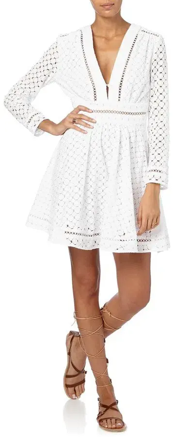 Zimmermann Ryker Lace Broderie Mini Dress White Size 0 / AU 8 - Image 4