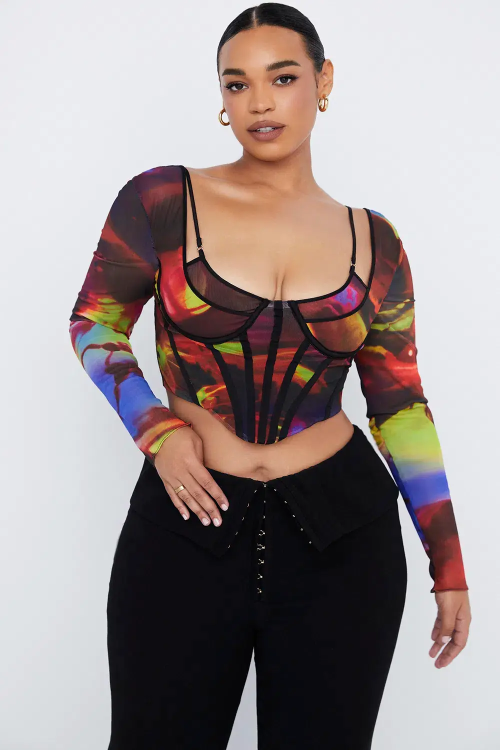 House of CB Mischa Long Sleeve Corset Print Size 12 - Image 1