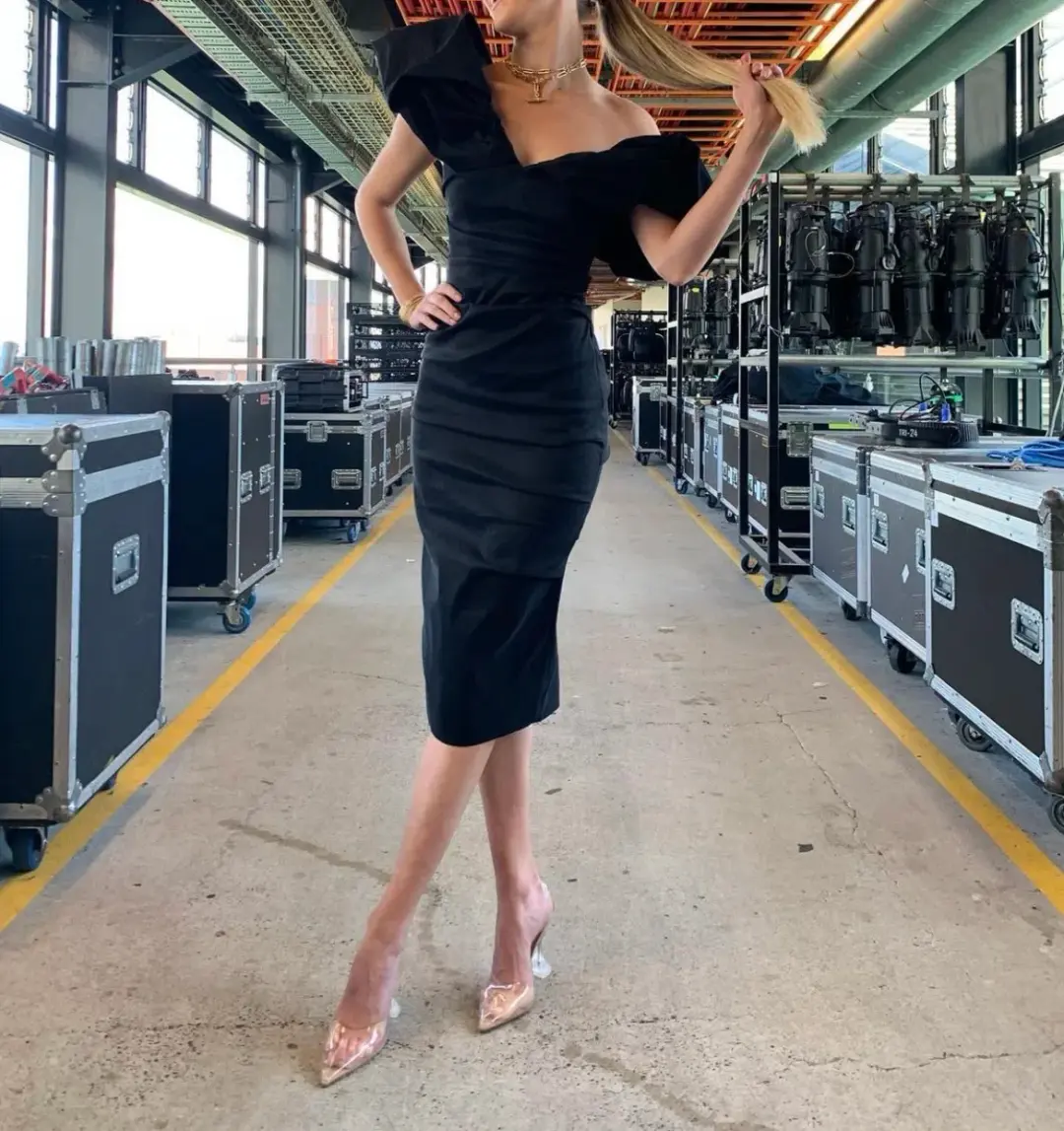 Rachel Gilbert Frey Midi Dress Black Size 2 / Au 10 for rent on The Volte - main image