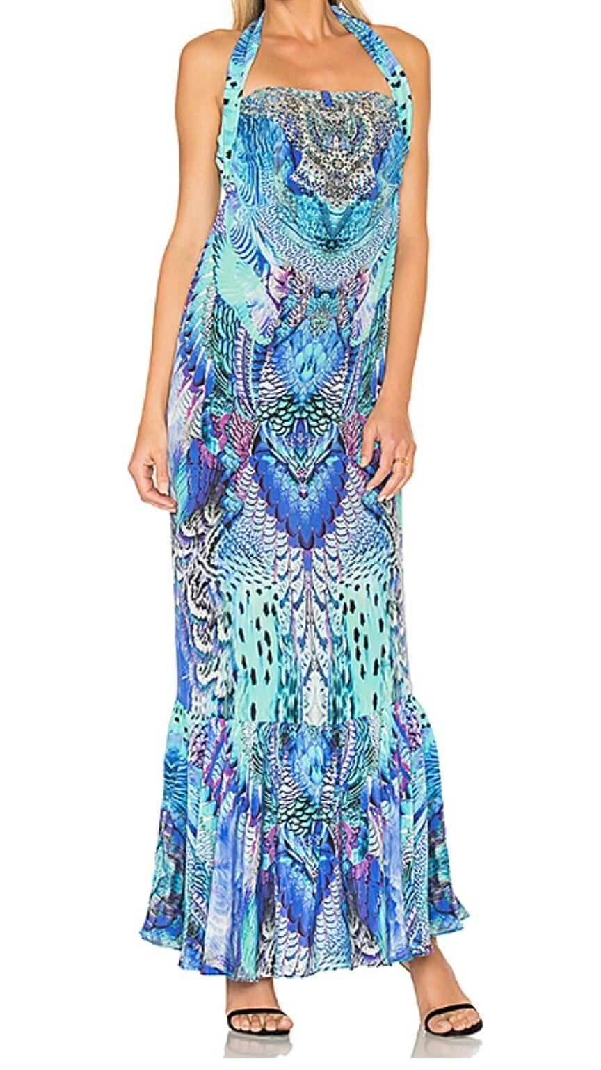 Camilla Moondance Strapless Long Dress with Frill Print Size 8 - Image 3