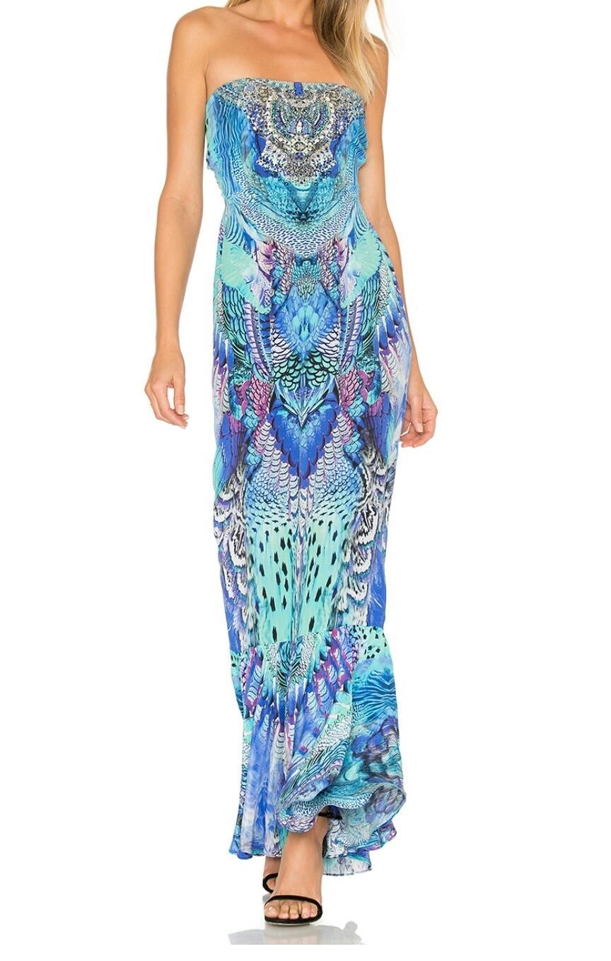 Camilla Moondance Strapless Long Dress with Frill Print Size 8 - Image 1