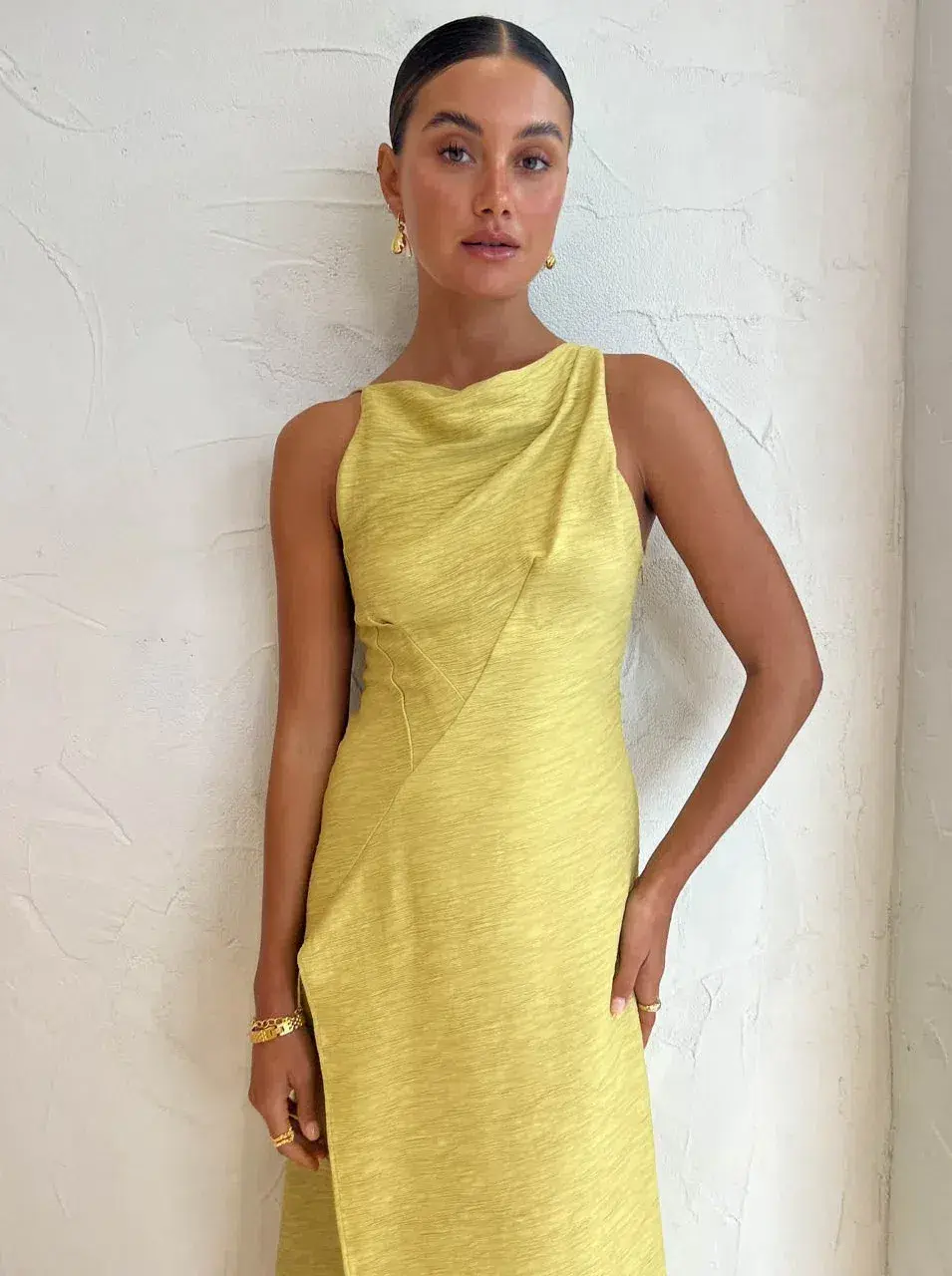 One Fell Swoop Frida Midi Dress in Golden Straw Size 6 - Image 2