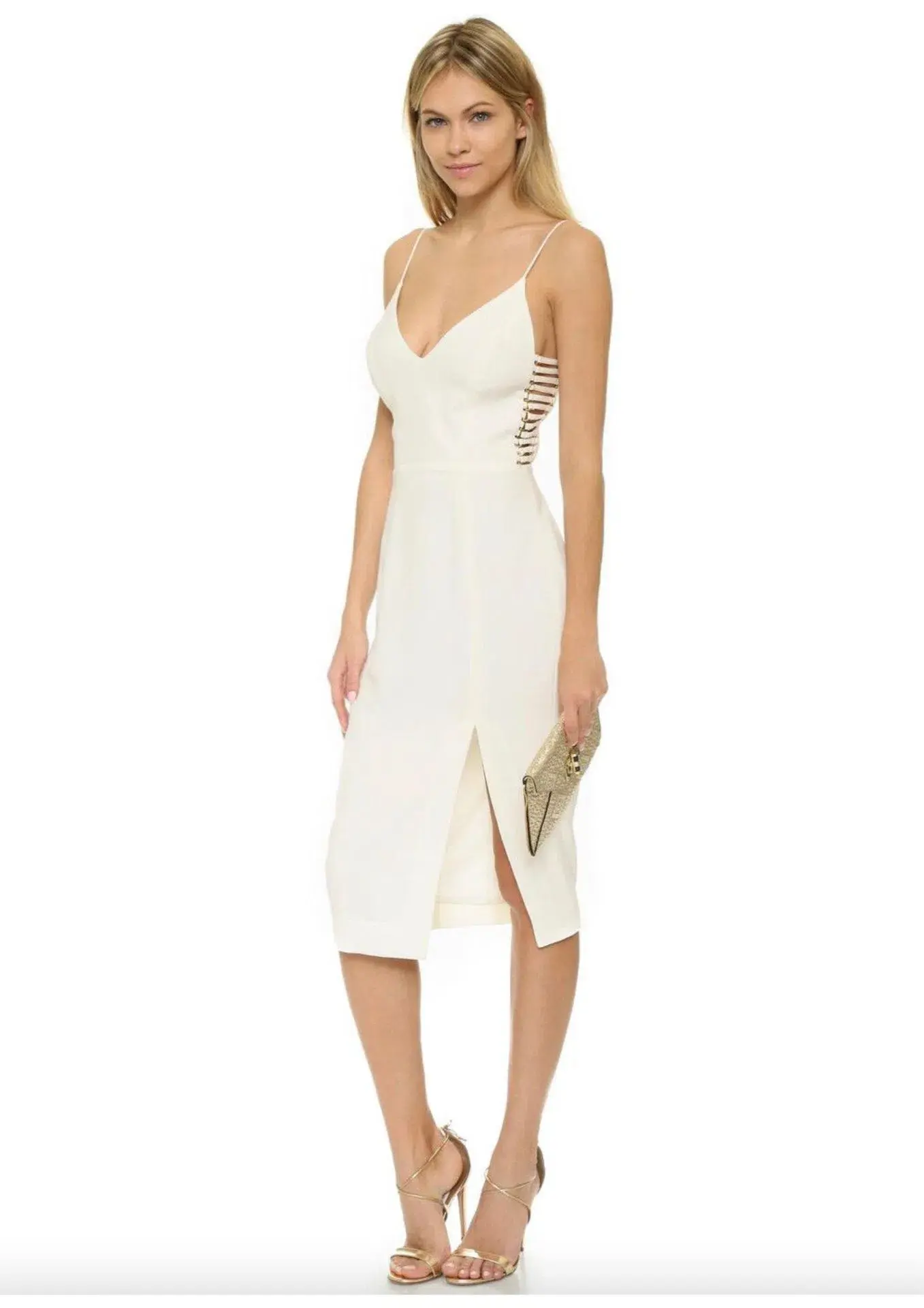 Zimmermann Crepe Harness Midi Dress White Size 8 - Image 1