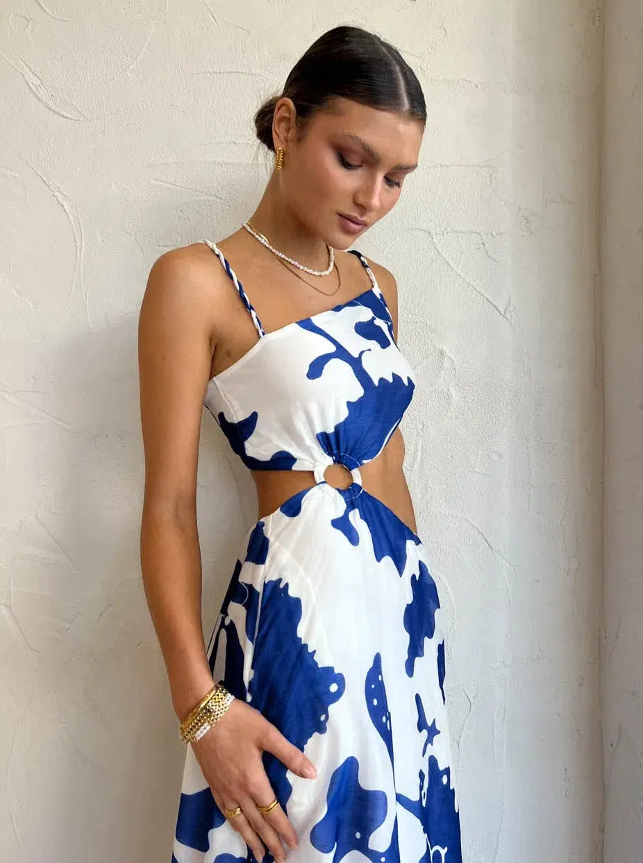 Sir the Label Vivi Asymmetric Cut Out Dress Print Size 8 - Image 3