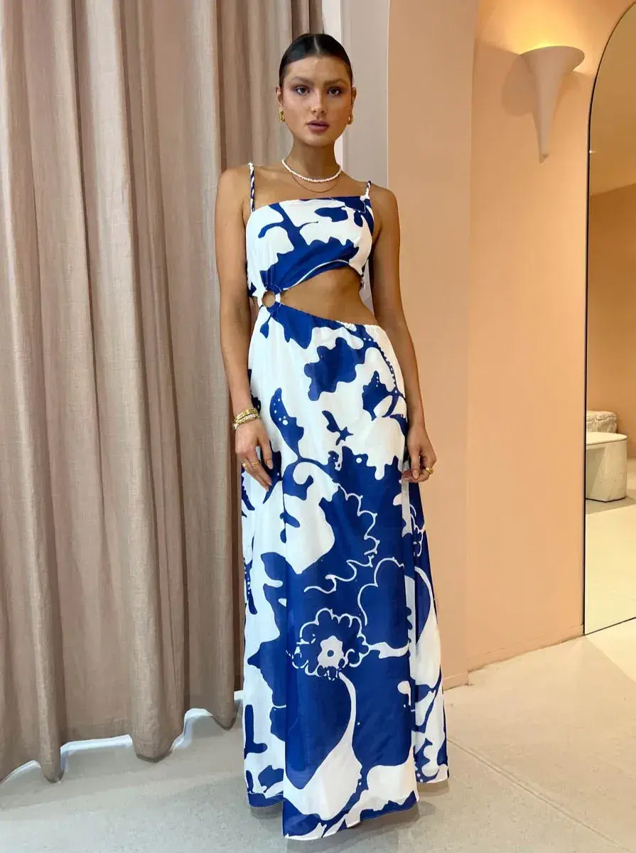 Sir the Label Vivi Asymmetric Cut Out Dress Print Size 8 - Image 4