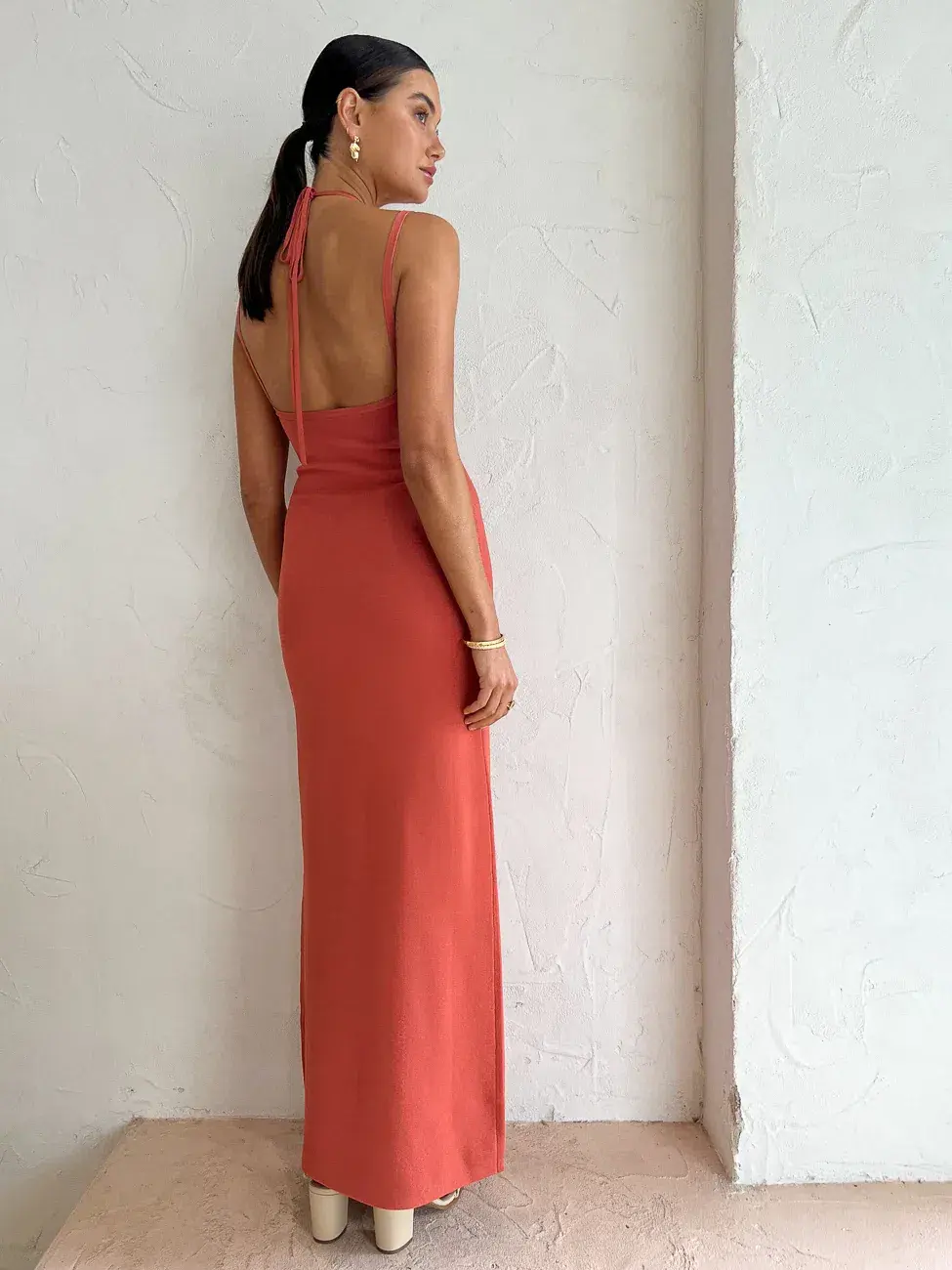 Sir the Label Nadja Midi Dress Coral Pink Size AU 6 for rent on The Volte - main image