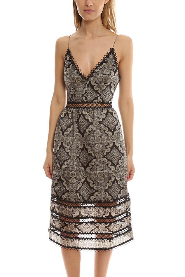 Zimmermann Mischief Picot Midi Dress Tile Print Size 6 - Image 1