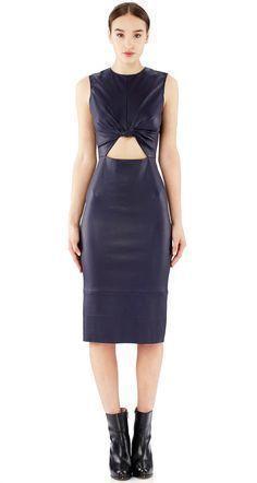 Scanlan Theodore Stretch Leather Twist Front Dress Black Size 8 - Image 3