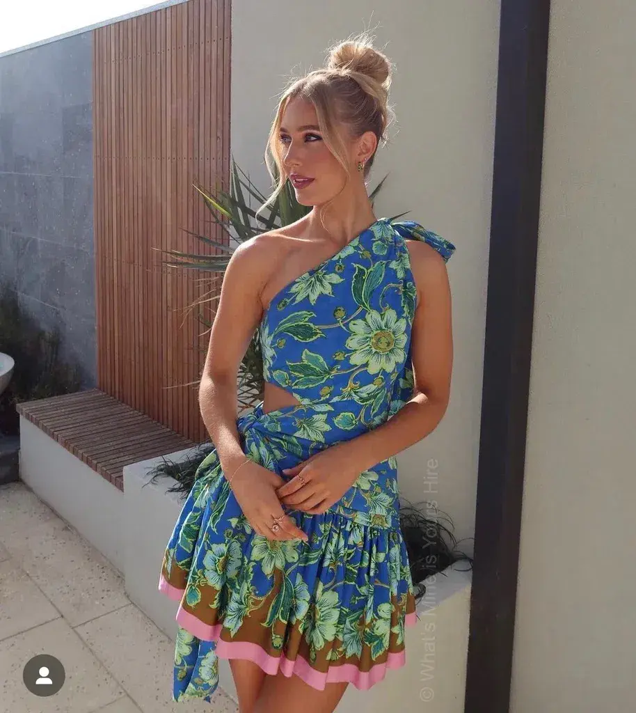 Alemais Winnie Mini Dress Blue Print Size 6 for rent on The Volte - main image