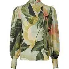 Ted Baker Emilee Leaf Print Top in Green in Size 2/AU 10 - Image 3