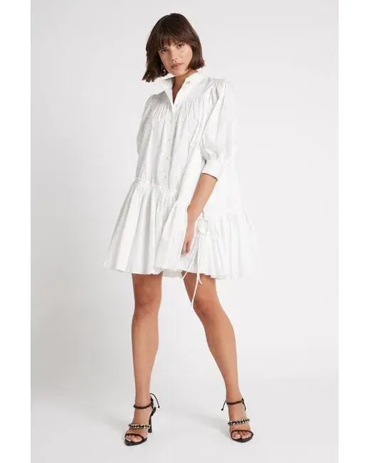 Aje Frequency Drawstring Smock Dress Ivory Size 10  - Image 1
