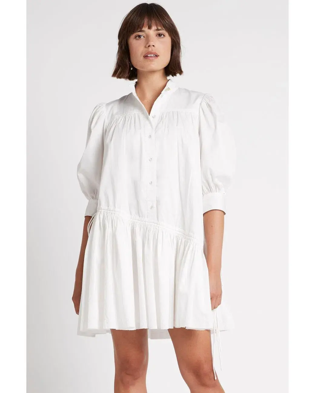 Aje Frequency Drawstring Smock Dress Ivory Size 10  - Image 2