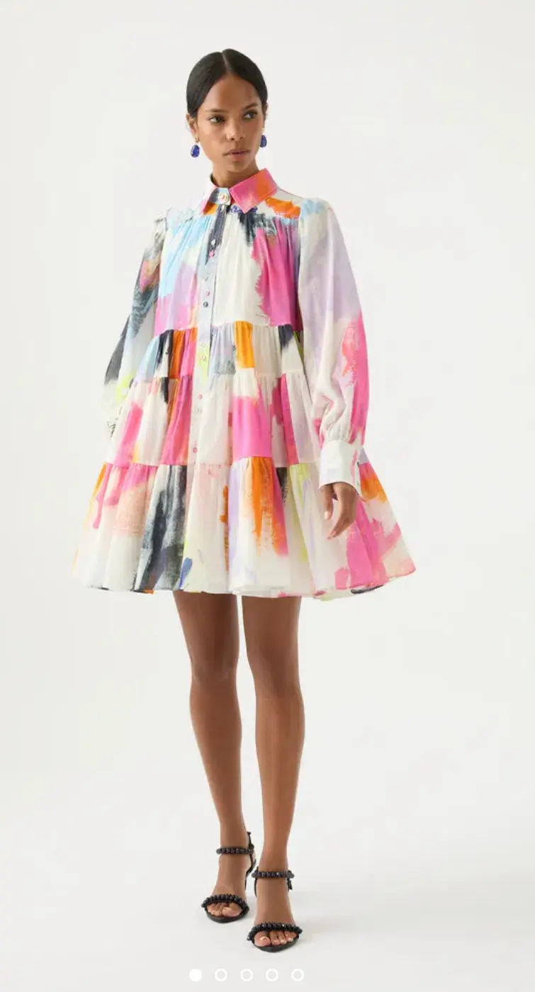 Aje Vie Multi Coloured Smock Mini Dress Multi Size 10  - Image 1