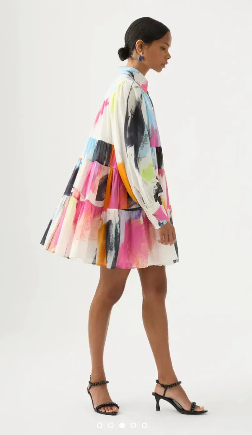 Aje Vie Multi Coloured Smock Mini Dress Multi Size 10  - Image 2