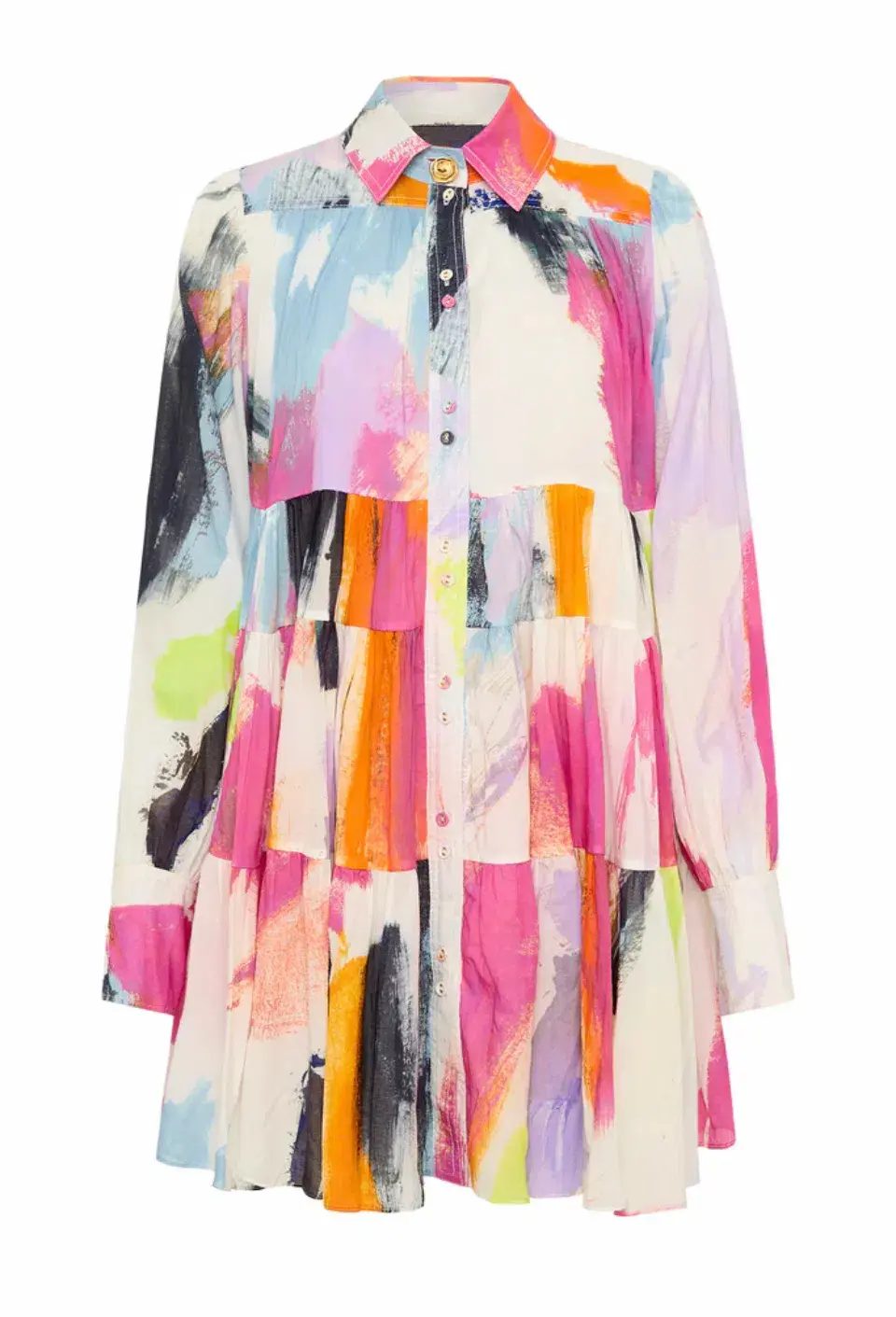 Aje Vie Multi Coloured Smock Mini Dress Multi Size 10  - Image 5